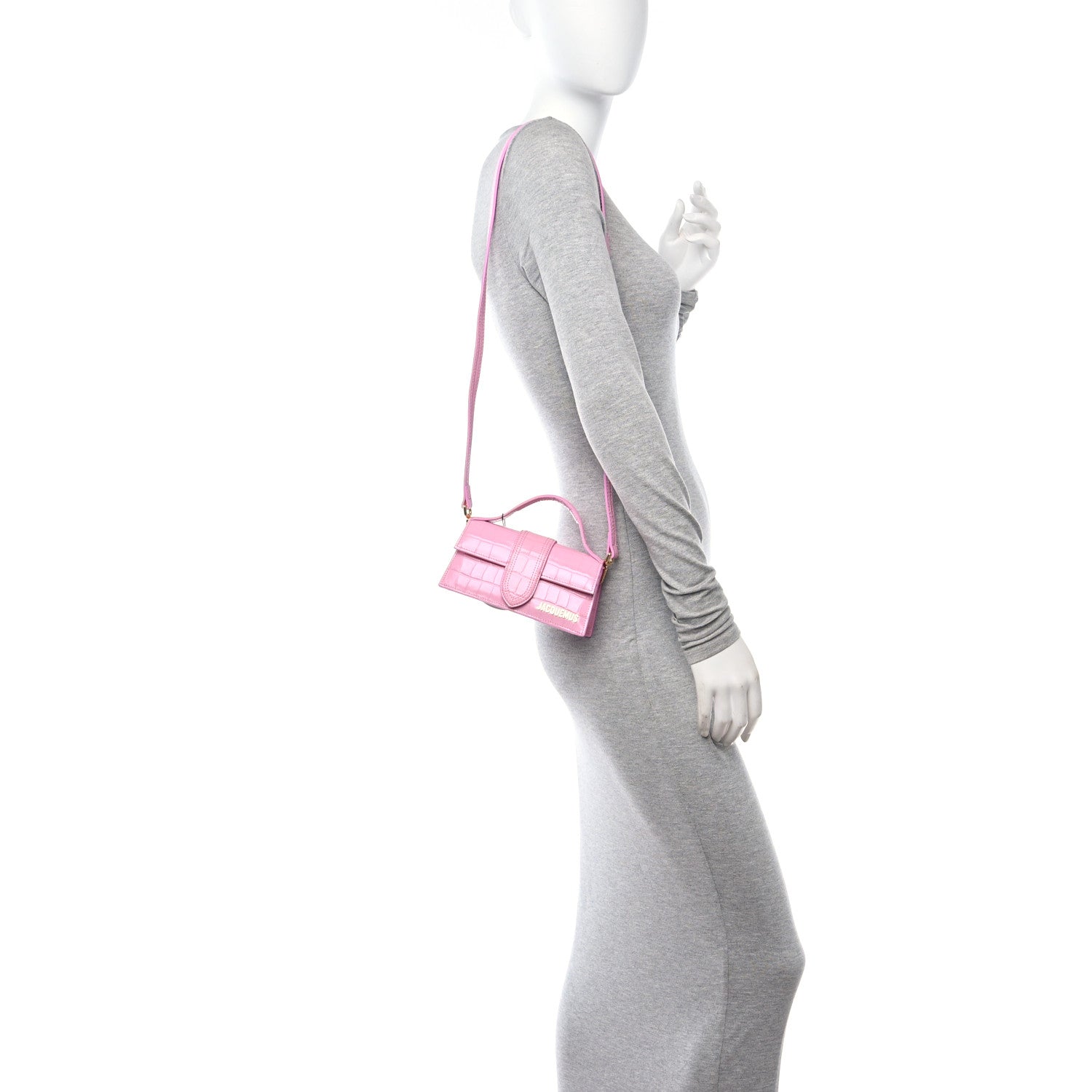 Jacquemus Calfskin Crocodile Embossed Le Bambino Pink 2 of 10