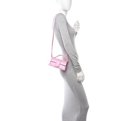 Jacquemus Calfskin Crocodile Embossed Le Bambino Pink 2 of 10