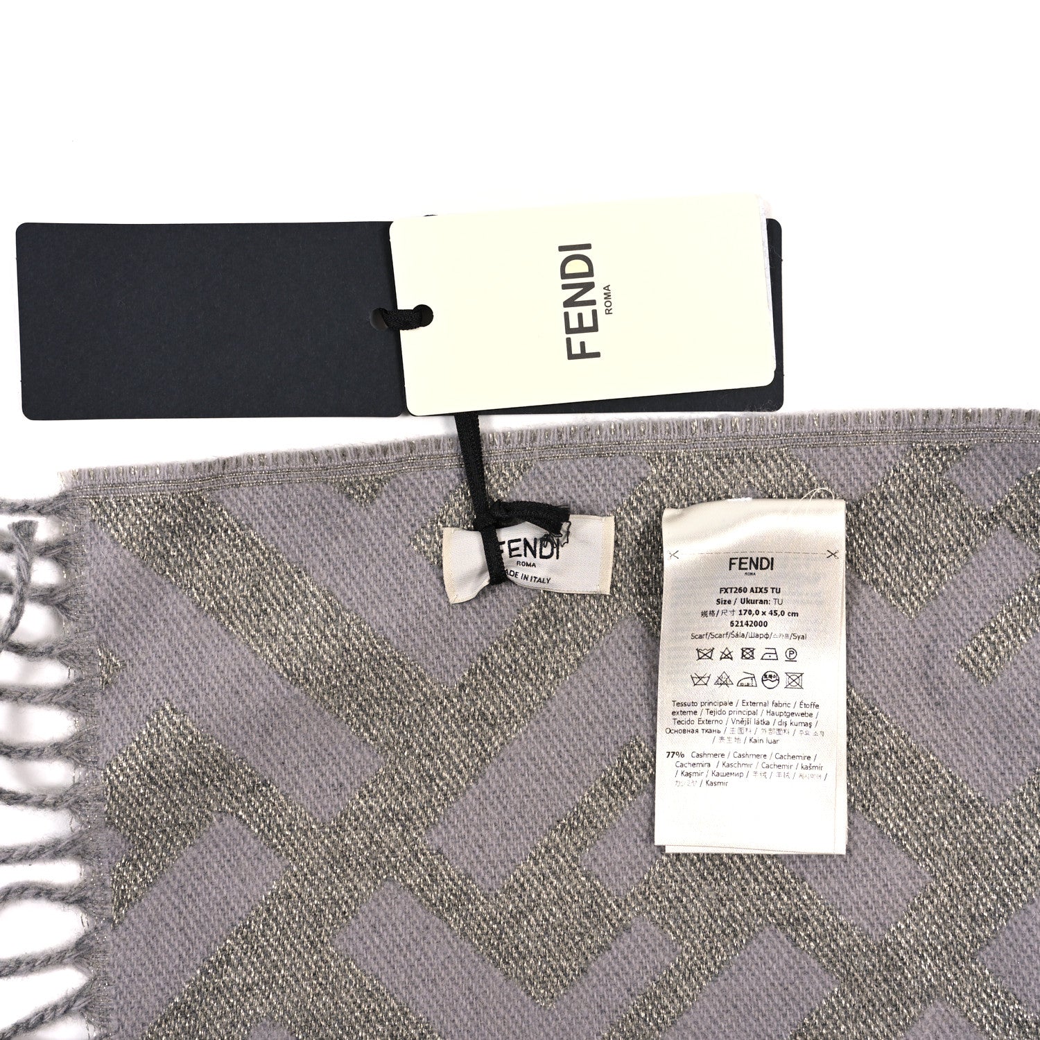Fendi Cashmere Lurex FF Scarf Tortora 3 of 3