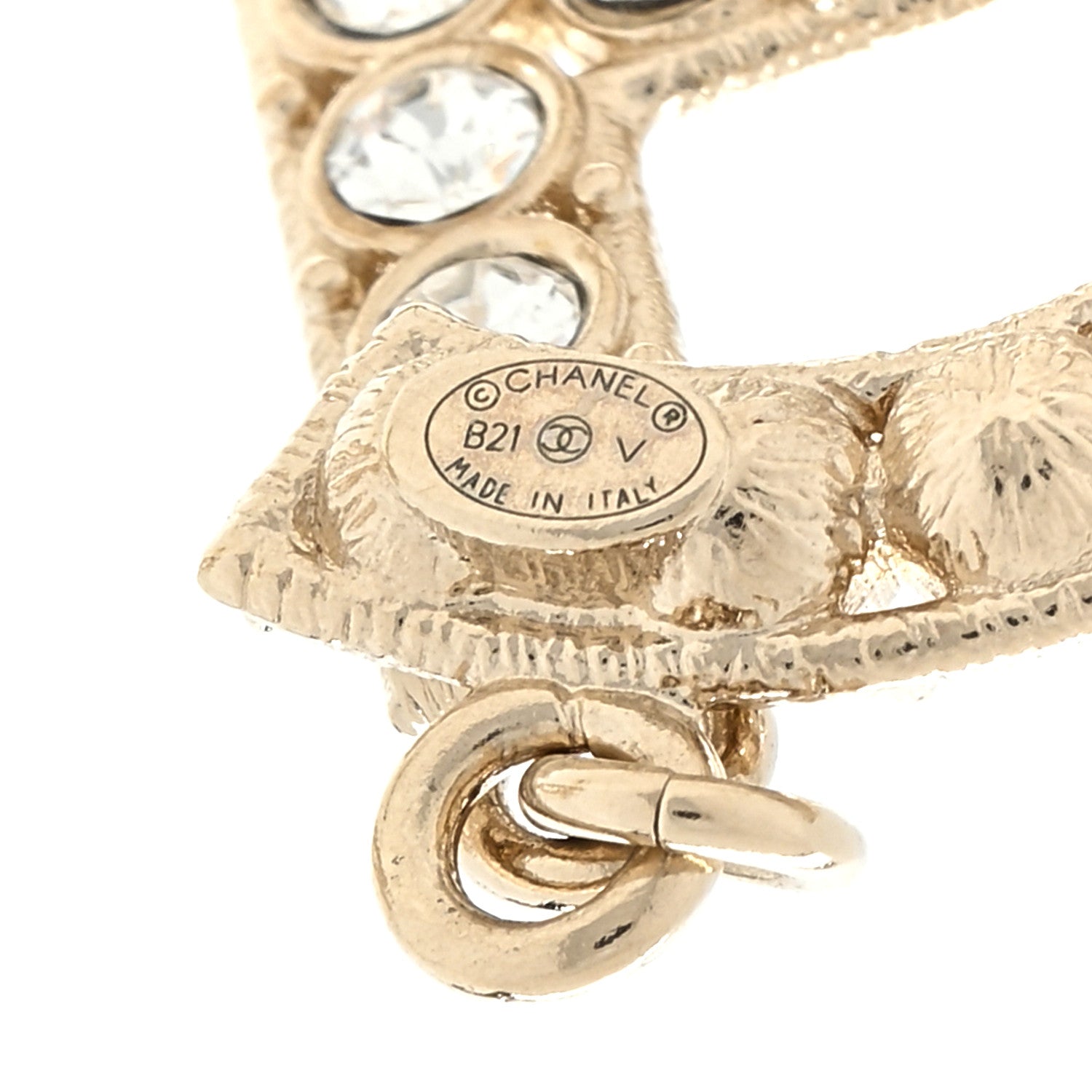 Chanel Crystal Cha-Nel Logo Drop Earrings Gold 4 of 4