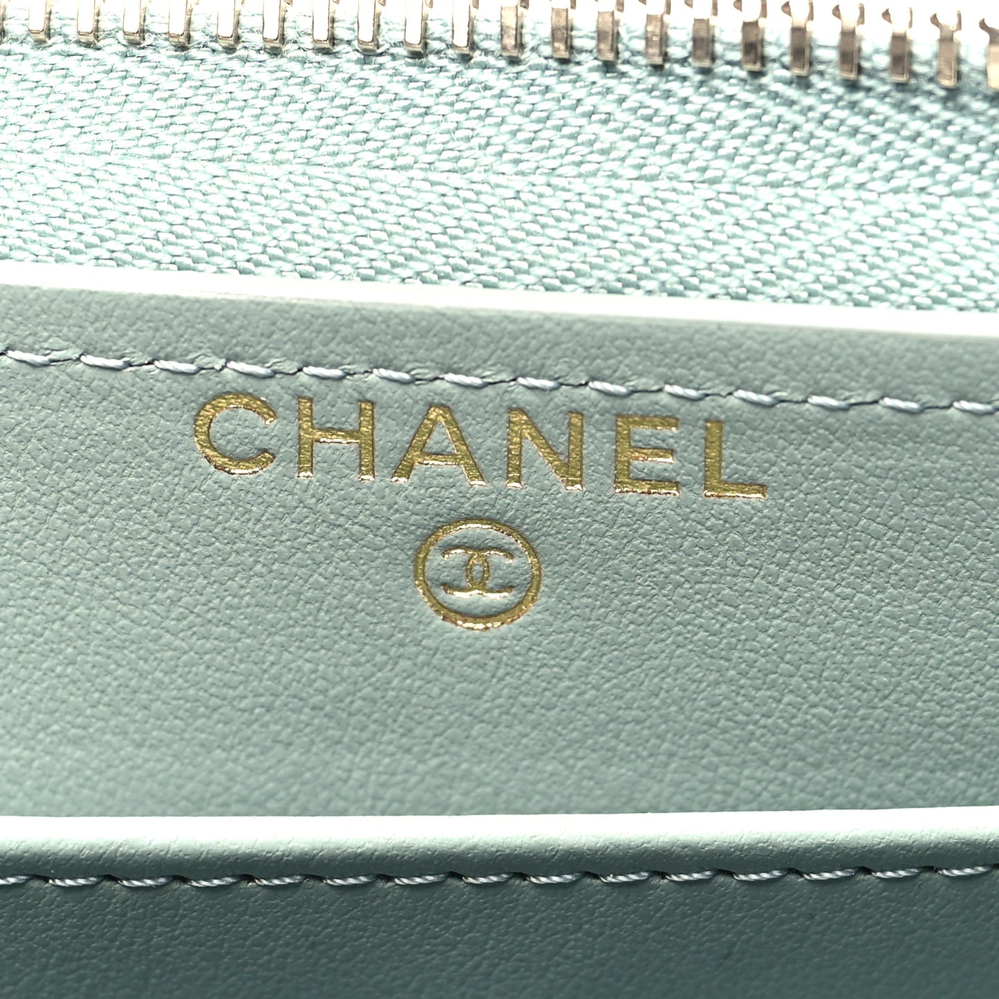 Caviar Quilted Large Gusset Zip Around Wallet Light Blue