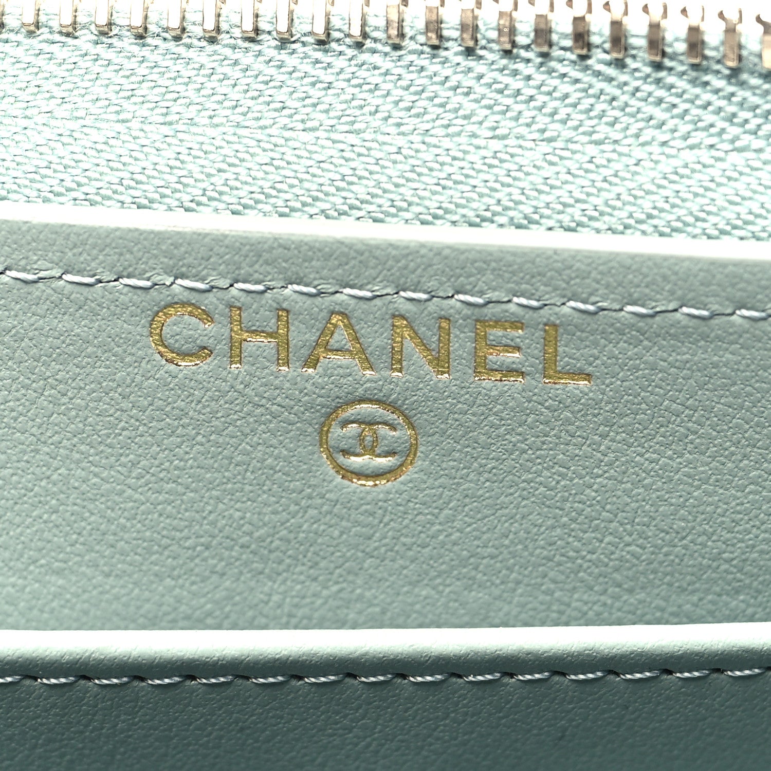 Chanel Caviar Quilted Large Gusset Zip Around Wallet Light Blue 6 of 10