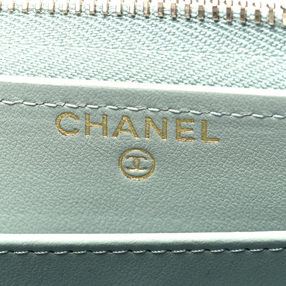 Chanel Caviar Quilted Large Gusset Zip Around Wallet Light Blue 6 of 10