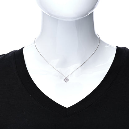 Van Cleef & Arpels 18K White Gold Diamond Sweet Alhambra Pendant Necklace 3 of 7