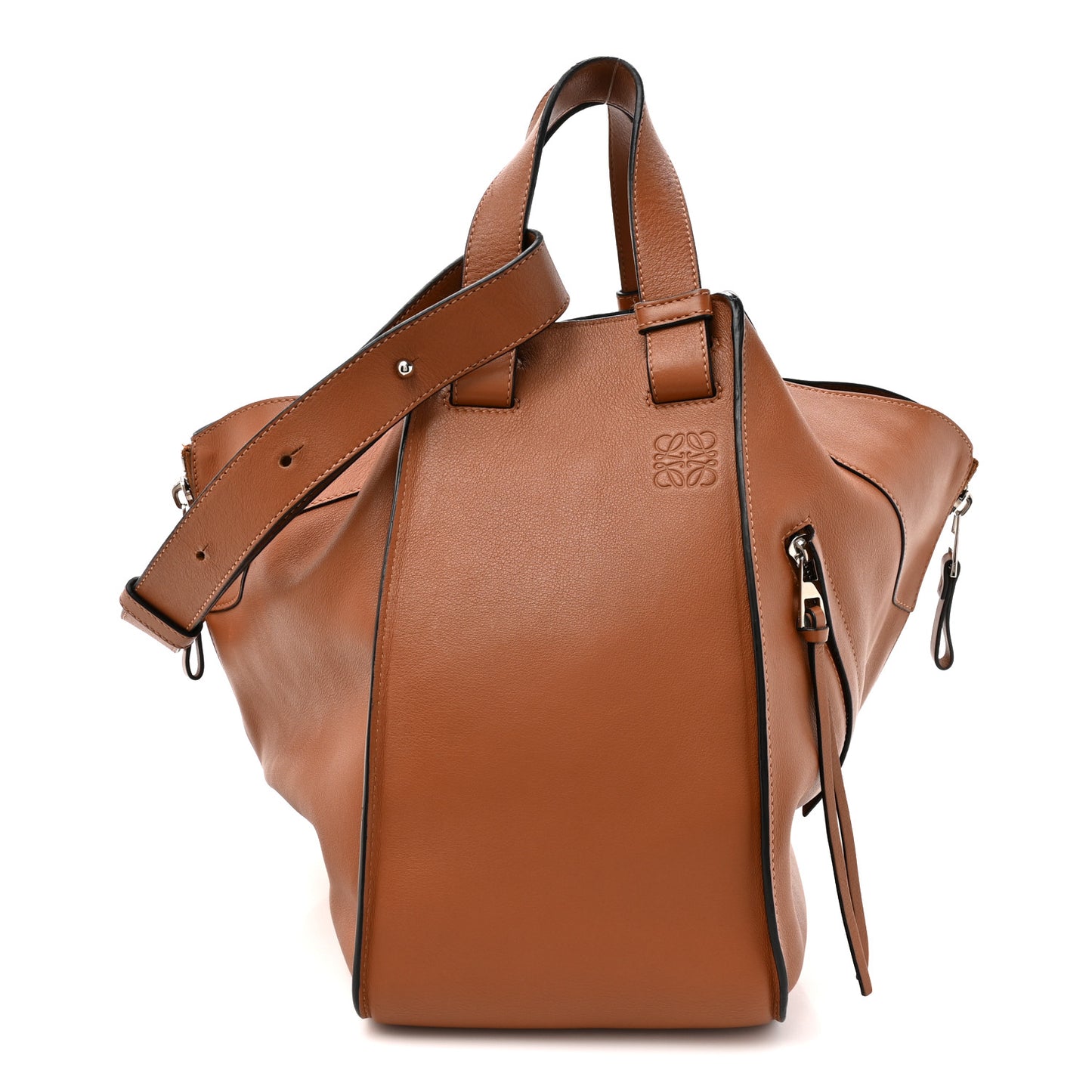 Grained Calfskin Medium Hammock Shoulder Bag Tan