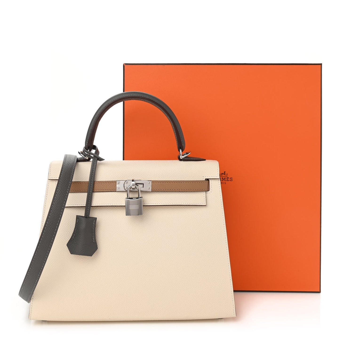 Epsom Tri-Color Kelly Sellier 25 Nata Chai Gris Meyer