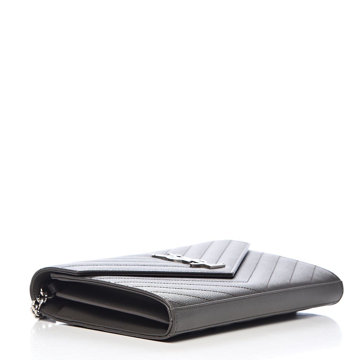 Saint Laurent Grain De Poudre Matelasse Chevron Monogram Chain Wallet Earth 4 of 10