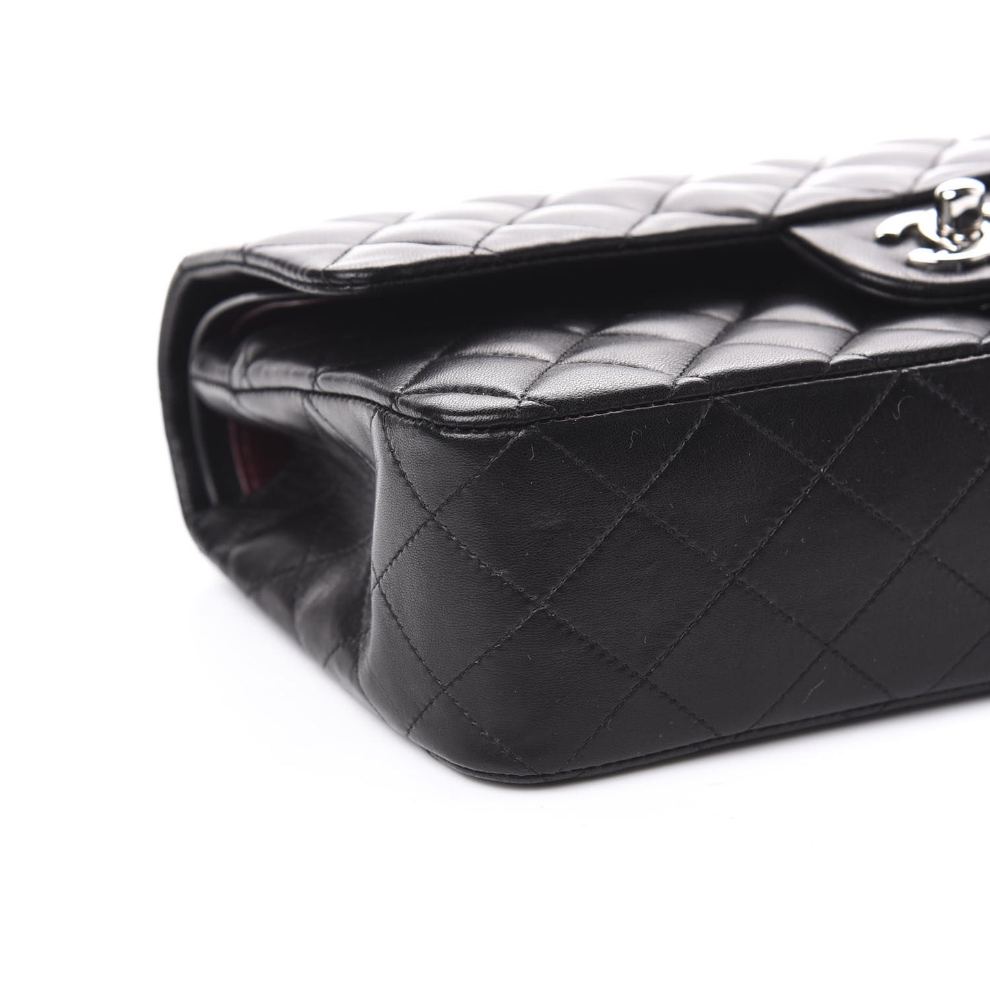 Lambskin Quilted Medium Double Flap Black