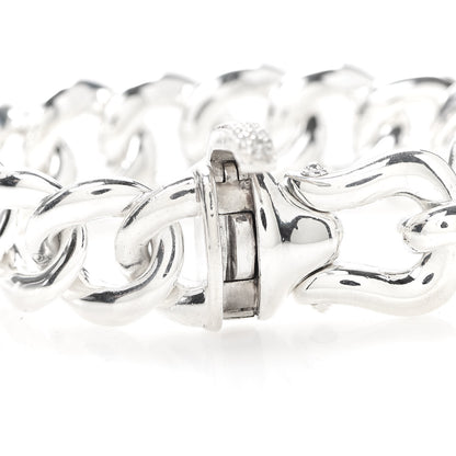 David Yurman Sterling Silver Diamond 20mm Curb Link Buckle Bracelet 4 of 5