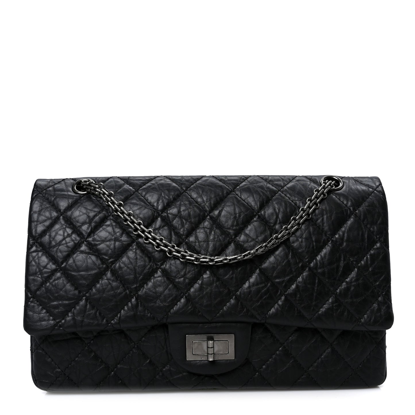 Aged Calfskin Quilted 2.55 Reissue 227 Flap Black