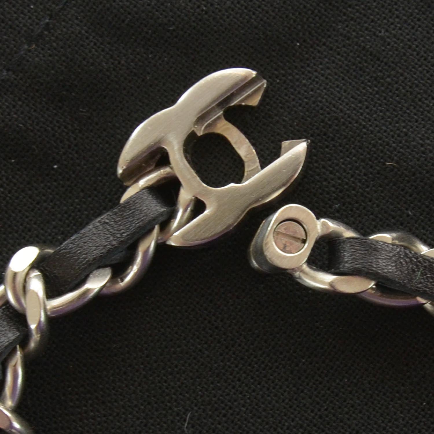 Chanel Leather CC Chain Bracelet Black 4 of 4