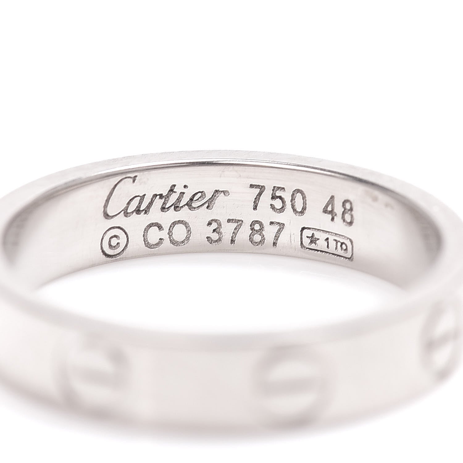 Cartier 18K White Gold 3.5mm LOVE Wedding Band Ring 48 4.5 4 of 4