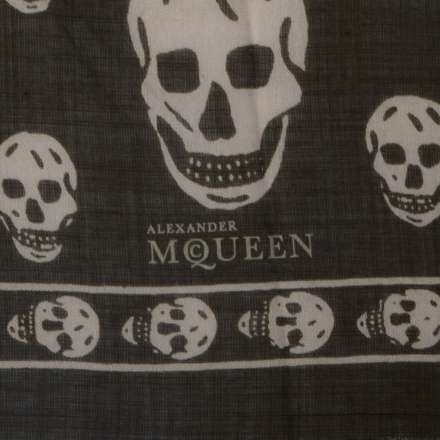 Wool Silk Cashmere Skull Scarf Black Ivory