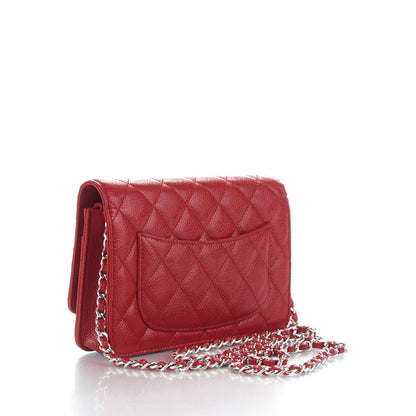 Chanel Caviar Quilted Wallet On Chain WOC Dark Red 3 of 8
