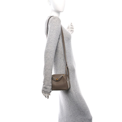 Hermes Taurillon Clemence Mini Lindy 20 Etoupe 2 of 12