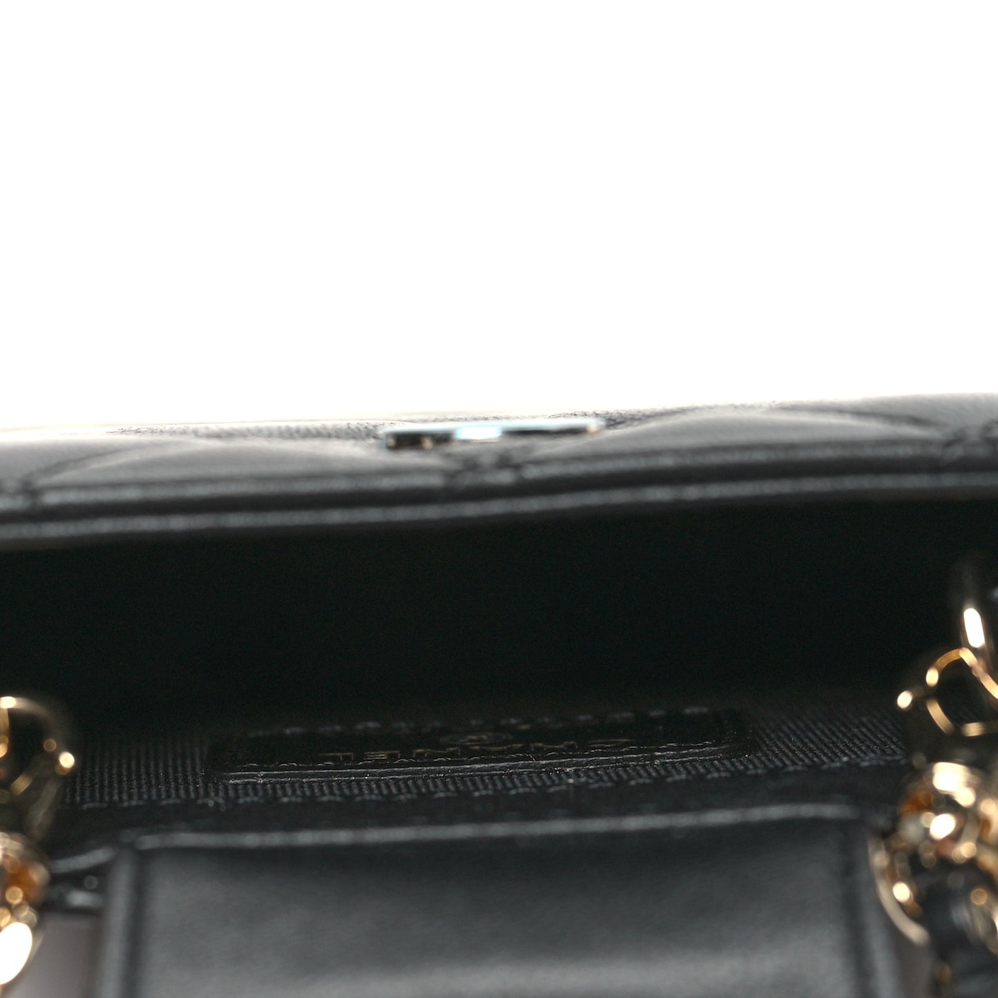 Lambskin Quilted CC Phone Holder Black