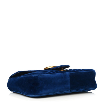 Gucci Velvet Matelasse Medium GG Marmont Shoulder Bag Cobalt Blue 4 of 9