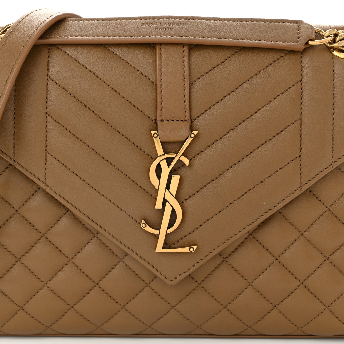 Lambskin Mixed Matelasse Triquilt Medium Monogram Satchel Dark Cork
