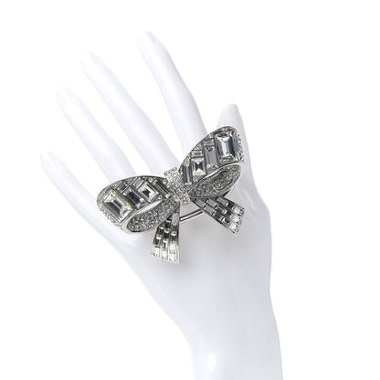 Chanel Baguette Crystal CC Bow Cuff Silver 2 of 5