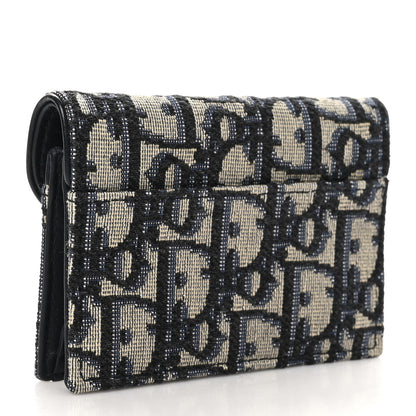 Christian Dior Oblique Saddle Card Holder Blue 3 of 9