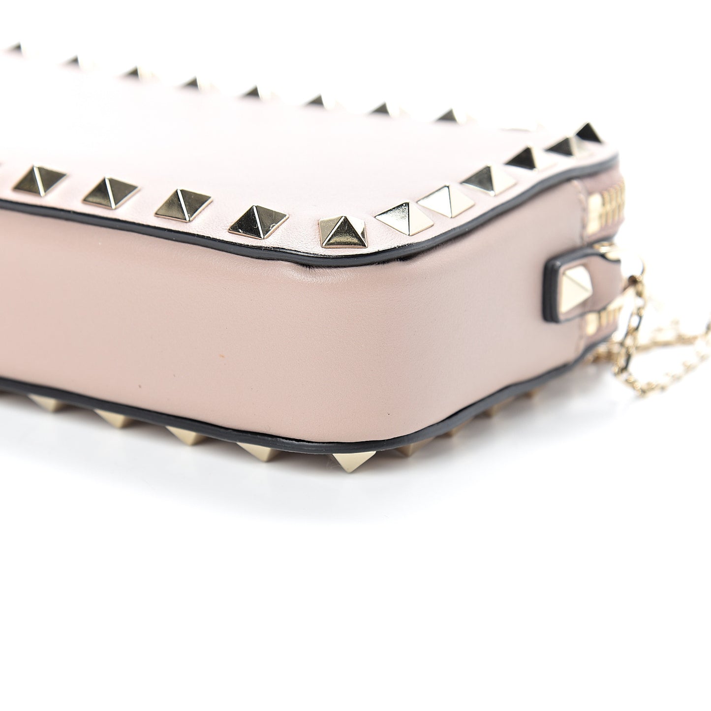 Vitello Rockstud Chain Pouch Shoulder Bag Poudre