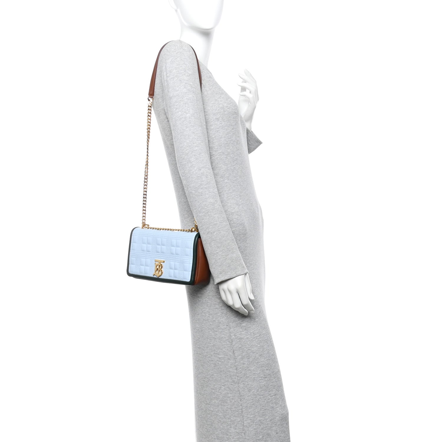 Burberry Lambskin Quilted Small Lola Bag Pale Blue Green Brown 2 of 10