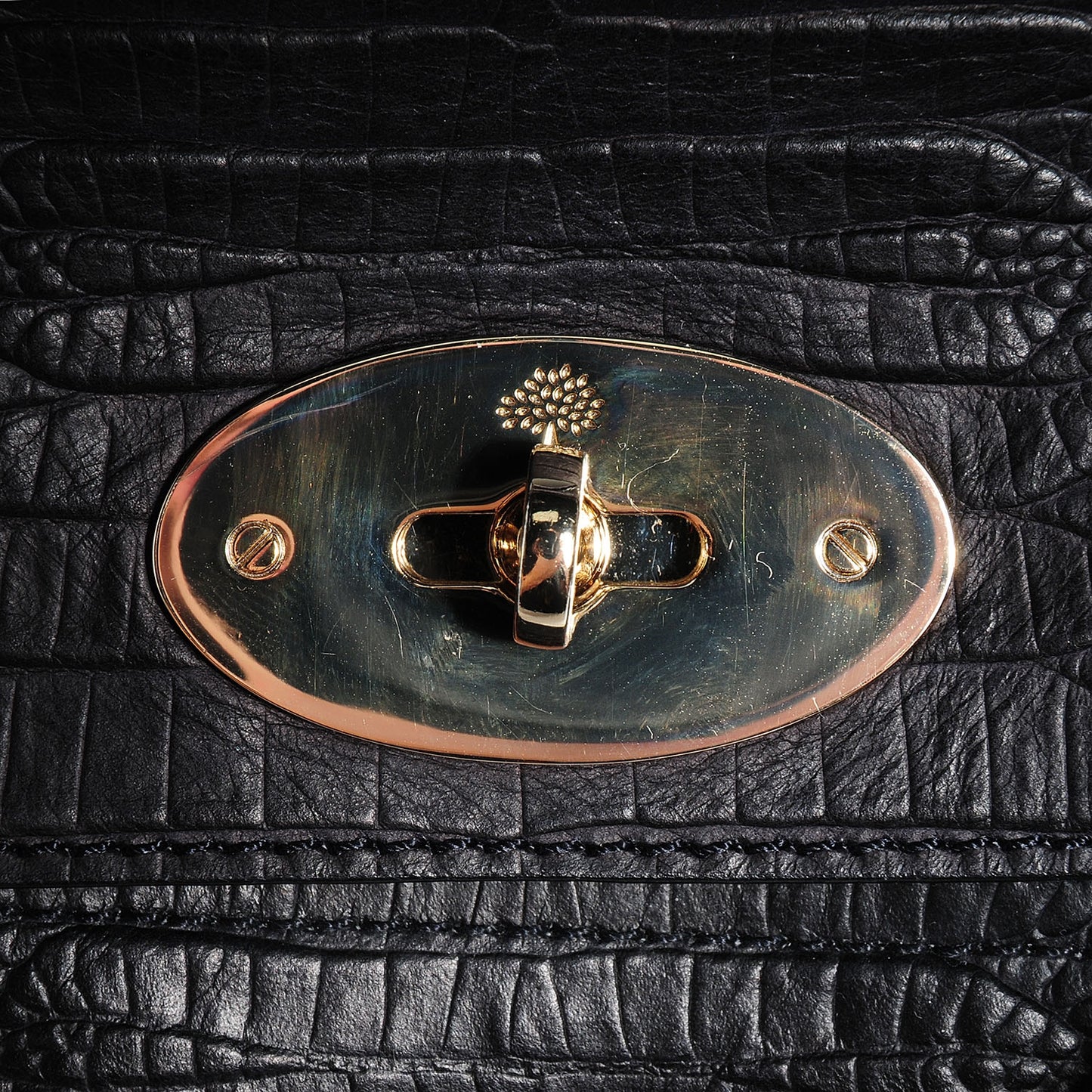 Mini Croc Print Small Bayswater Satchel Black
