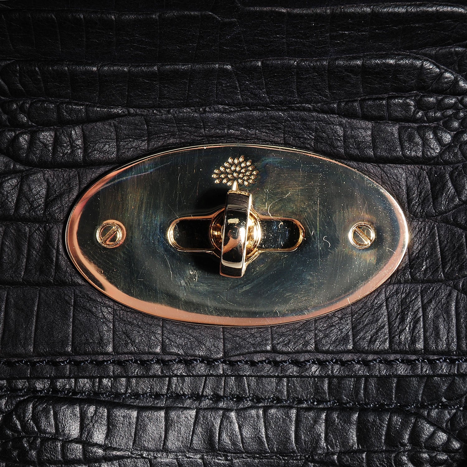 Mulberry Mini Croc Print Small Bayswater Satchel Black 11 of 13
