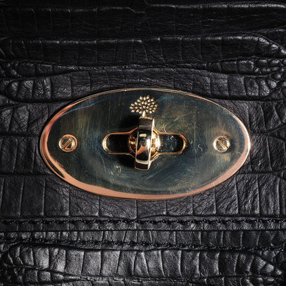 Mulberry Mini Croc Print Small Bayswater Satchel Black 11 of 13