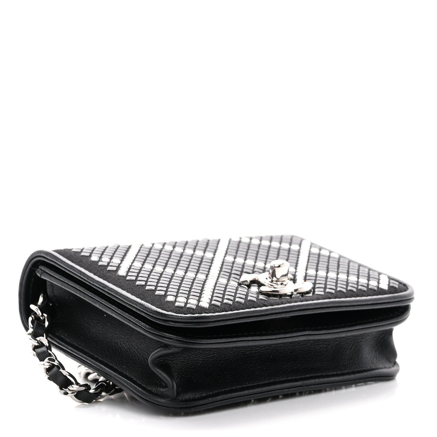 Chanel Lambskin Crystal Quilted Mini Chain Belt Bag Black 5 of 11