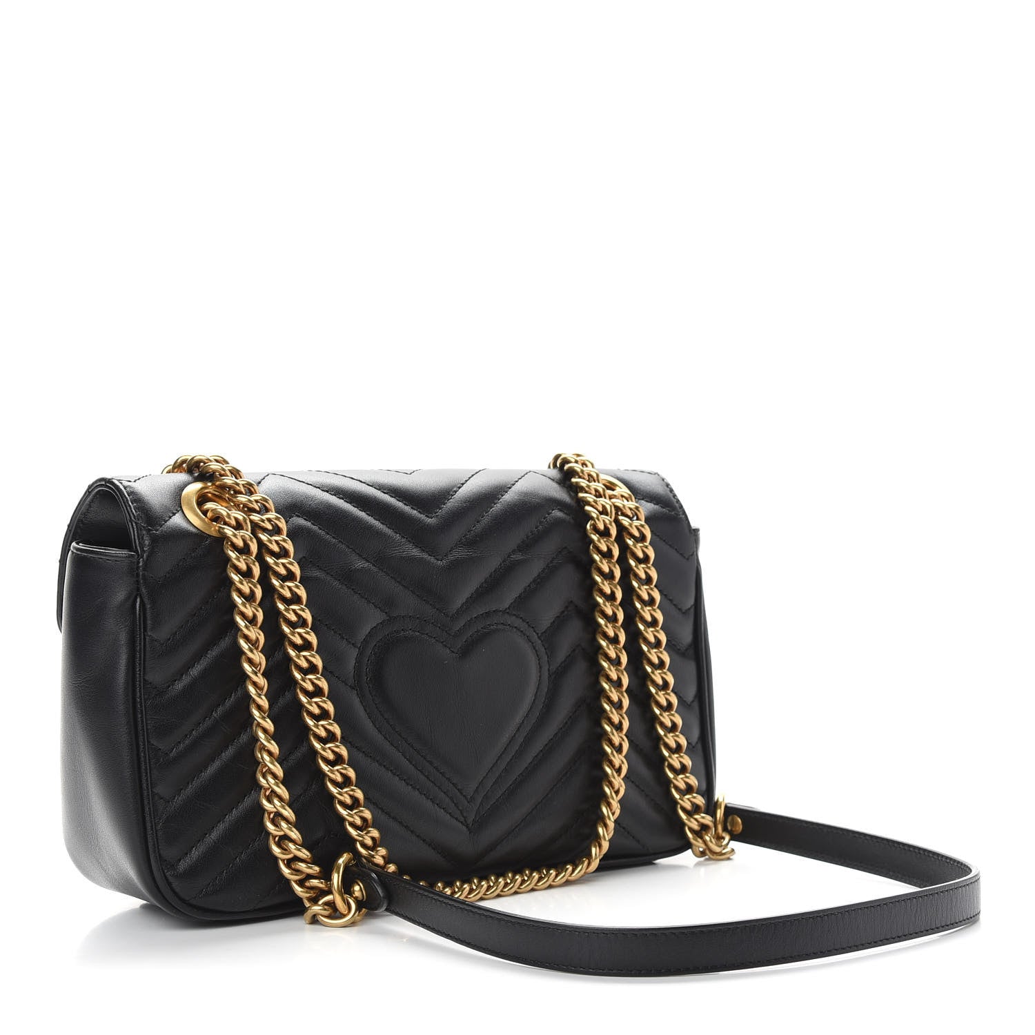 Gucci Calfskin Matelasse Small GG Marmont Shoulder Bag Black 2 of 10