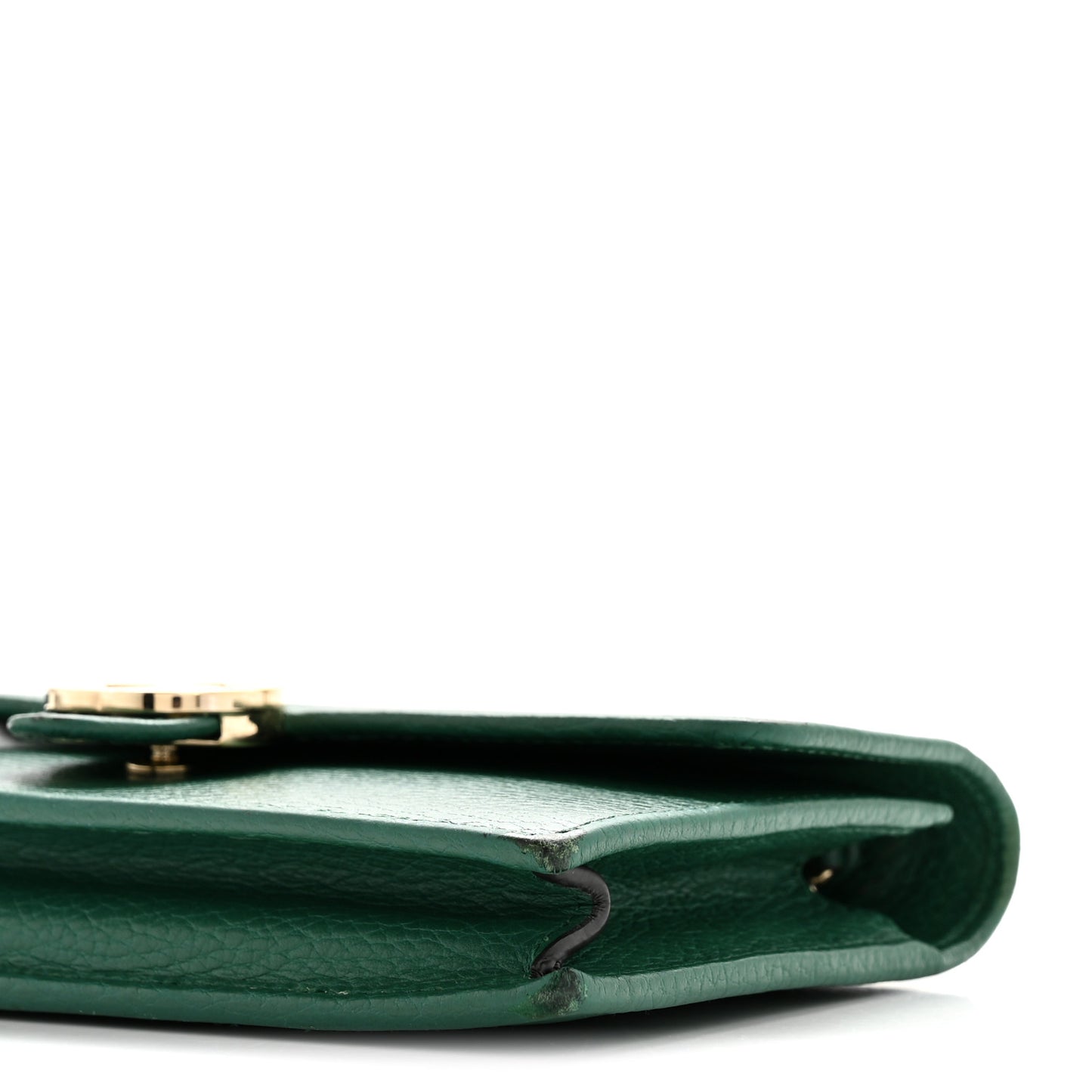 Dollar Calfskin Interlocking G Chain Wallet Emerald