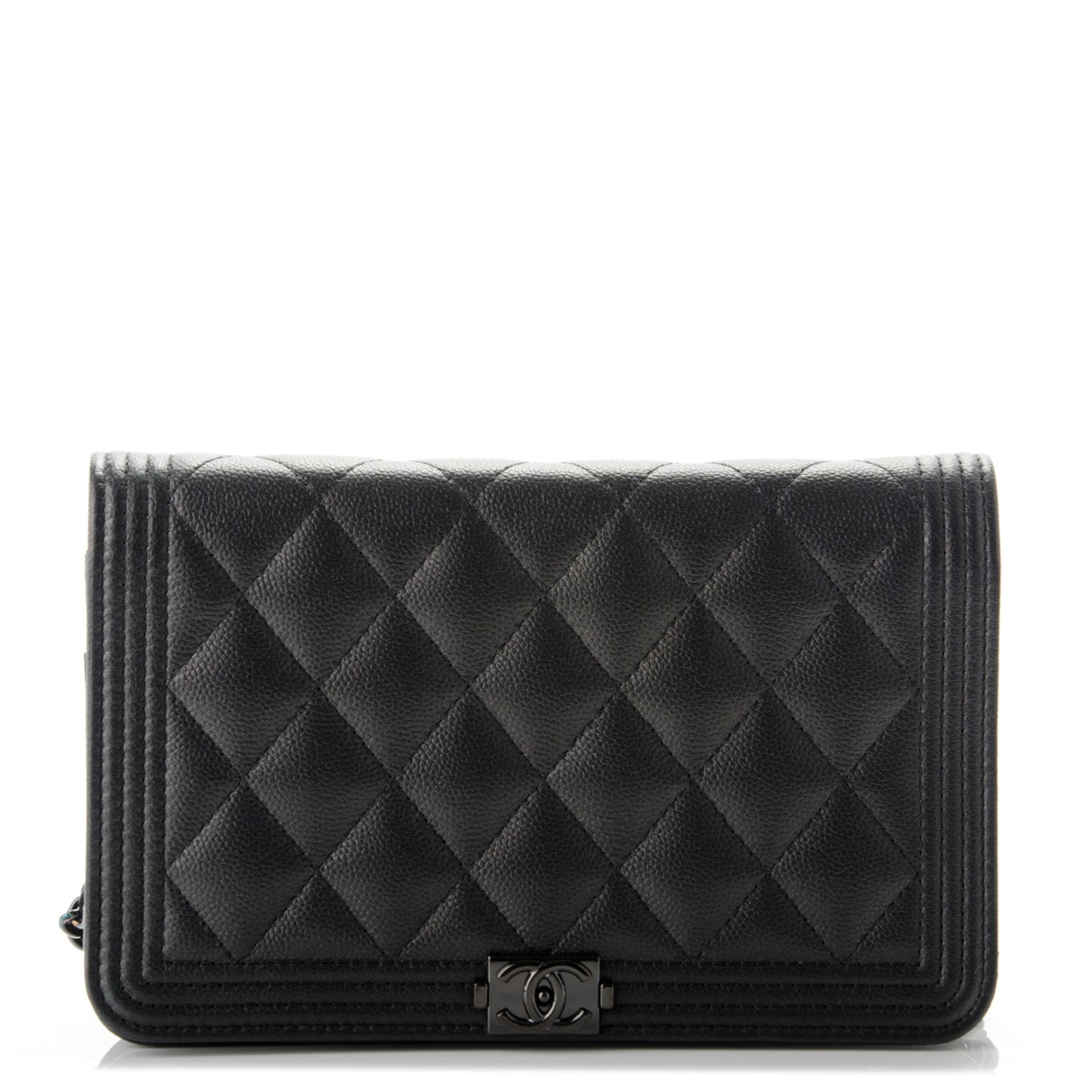 Caviar Quilted Boy Wallet On Chain WOC So Black