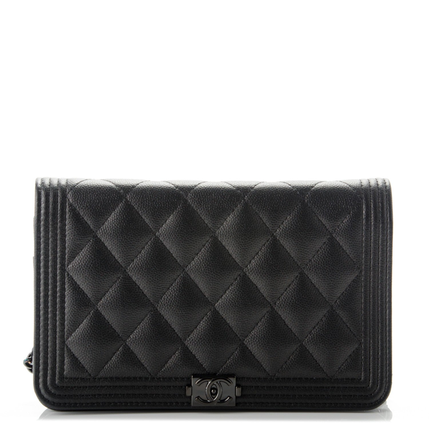 Chanel Caviar Quilted Boy Wallet On Chain WOC So Black 1 of 8