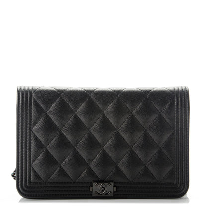 Chanel Caviar Quilted Boy Wallet On Chain WOC So Black 1 of 8