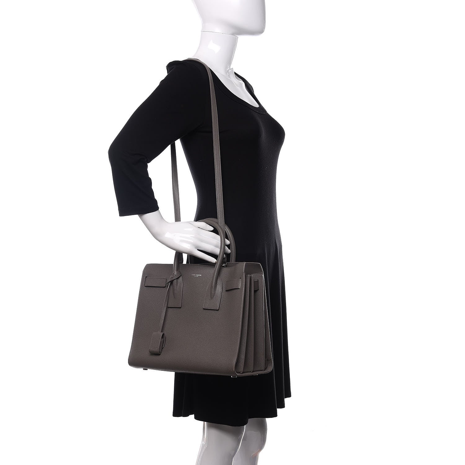 Saint Laurent Grained Calfskin Small Sac De Jour Fog 2 of 10