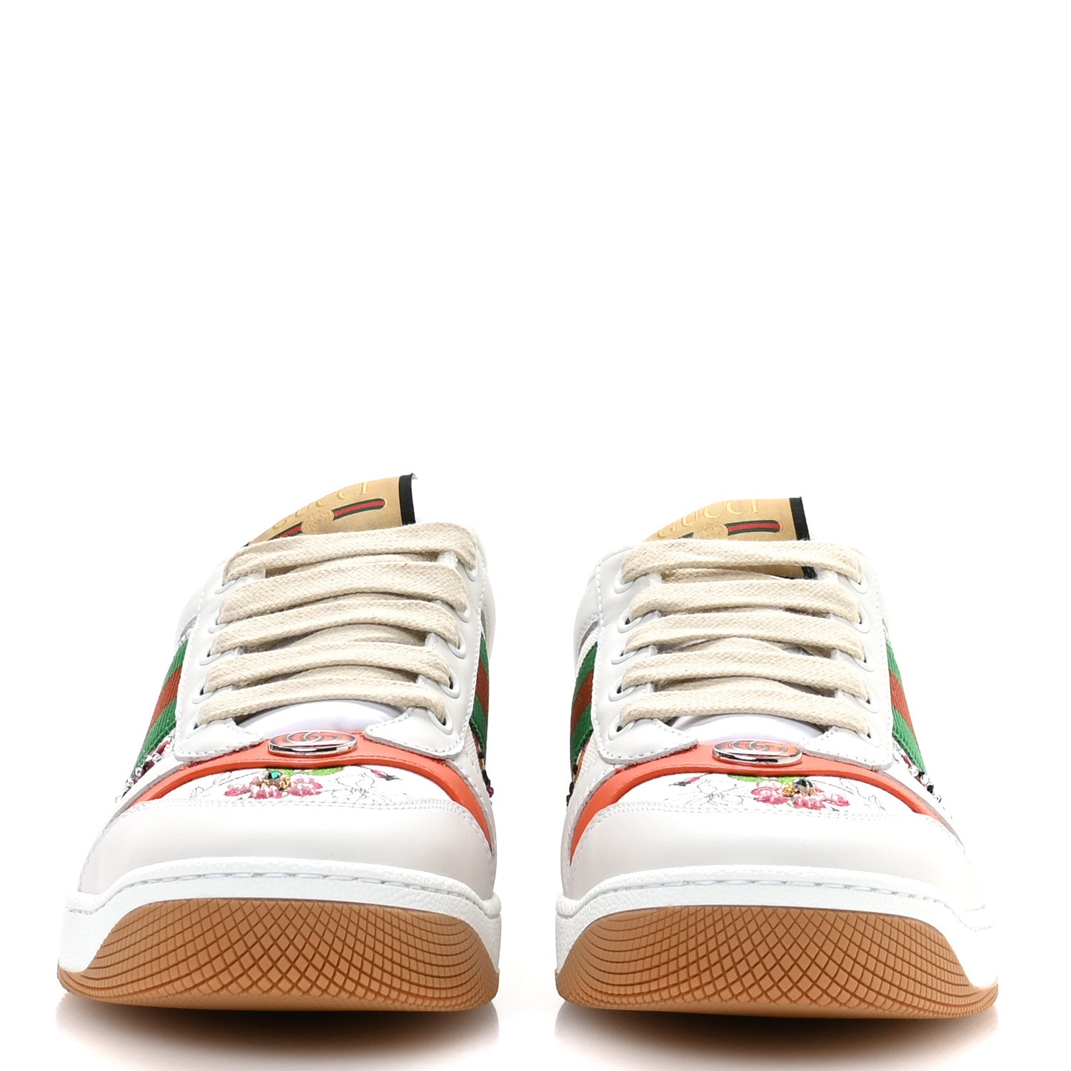 Gucci Sepang Flora Faded Canvas Web Womens Screener Sneakers 38 Multicolor White 3 of 9