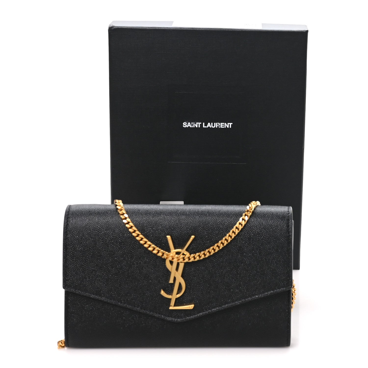 Saint Laurent Grain de Poudre Uptown Chain Wallet Black 10 of 10