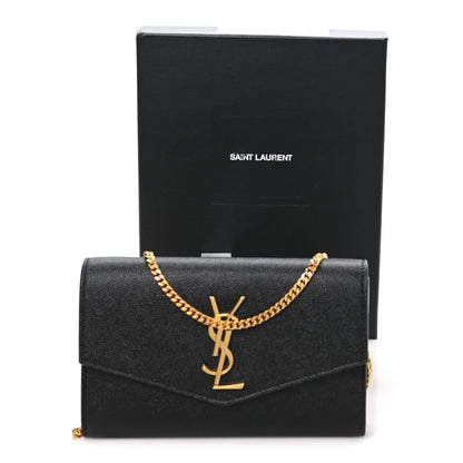 Saint Laurent Grain de Poudre Uptown Chain Wallet Black 10 of 10
