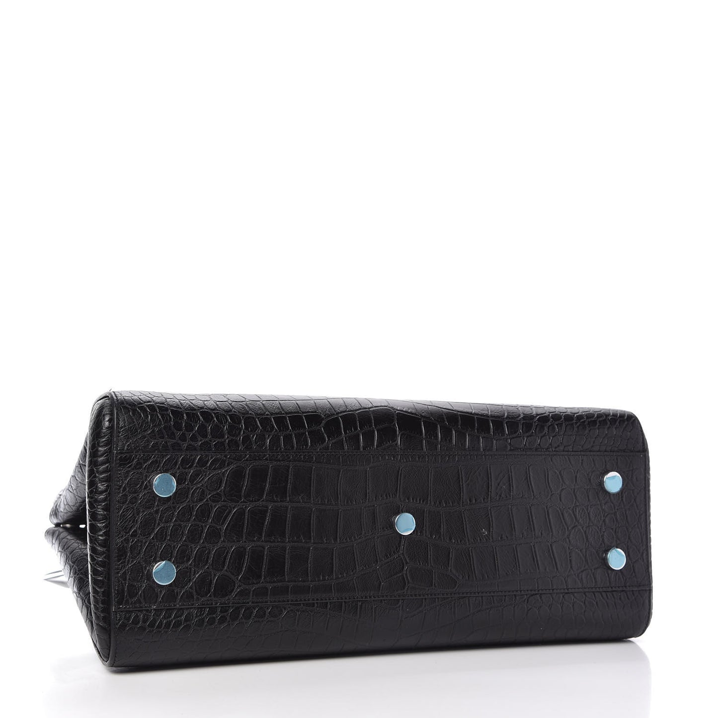 Calfskin Crocodile Embossed Medium Cabas Rive Gauche Black