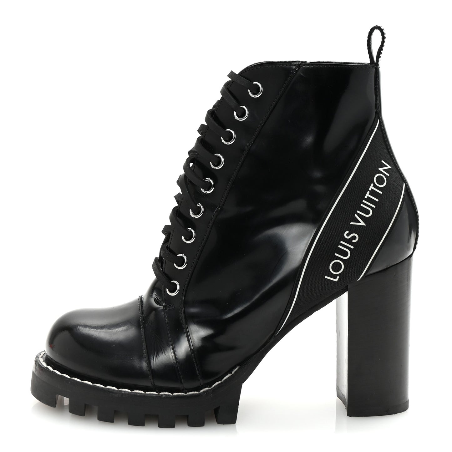 Glazed Calfskin Star Trail Ankle Boots 39 Black