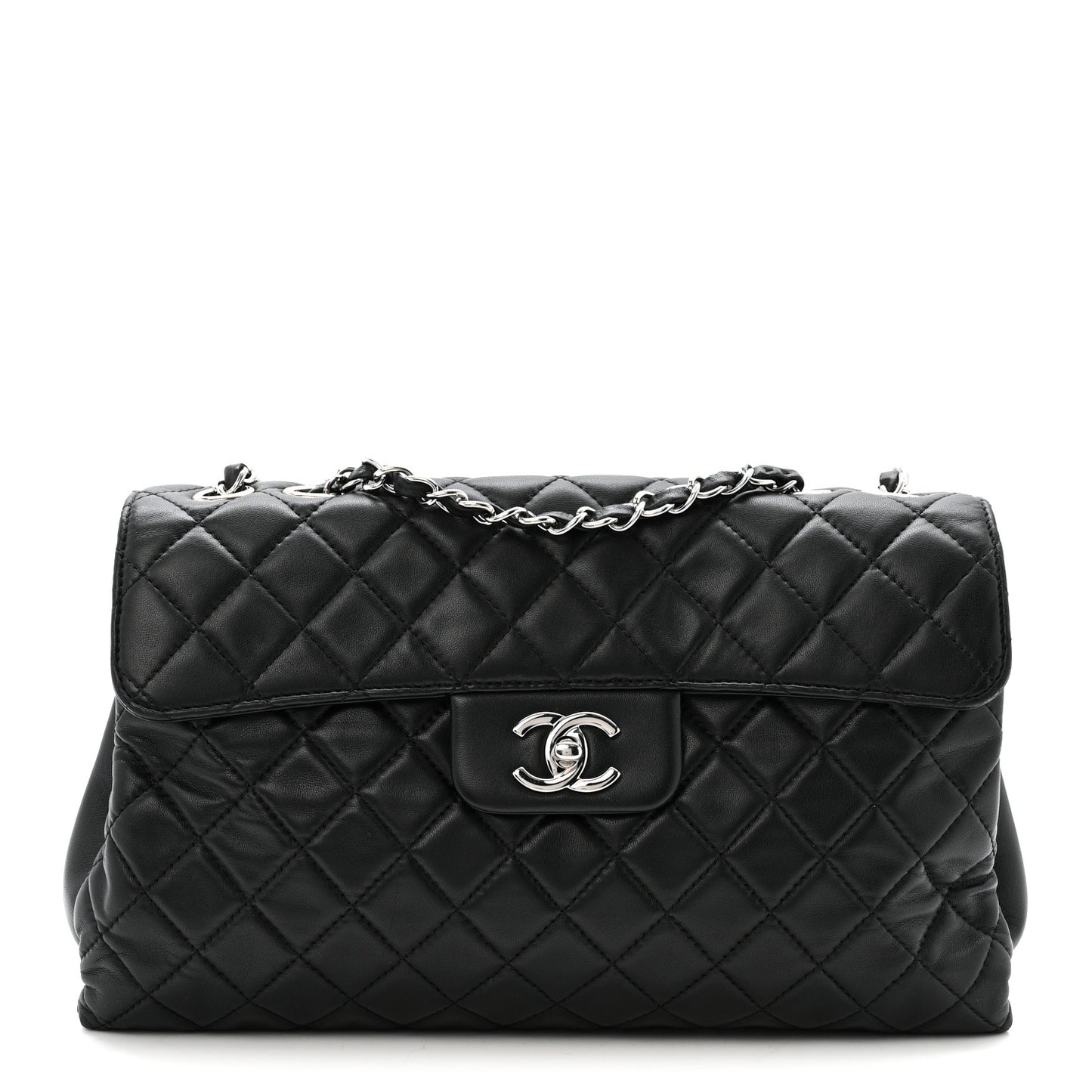 Lambskin Quilted Jumbo Chanel by 4 Flap Black