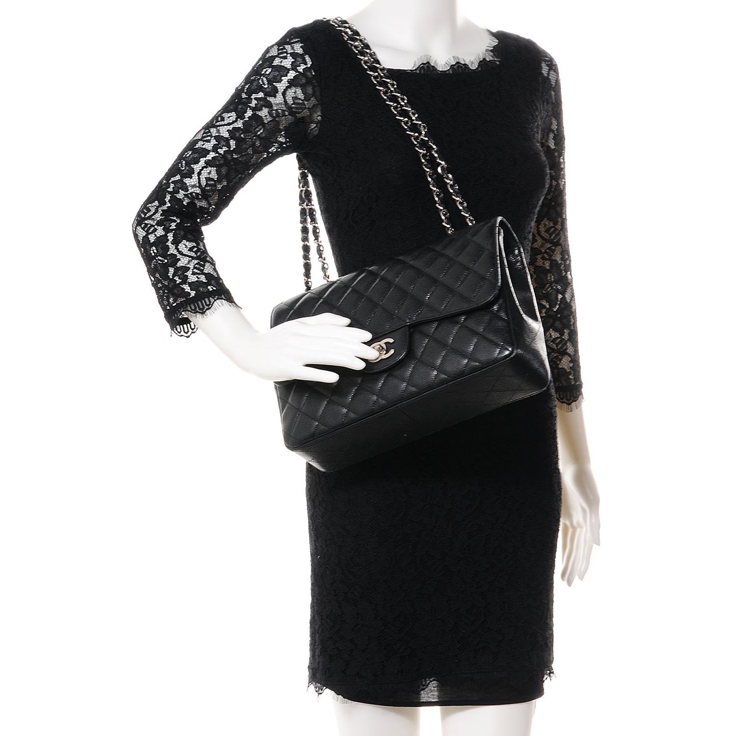Caviar Jumbo Single Flap Black