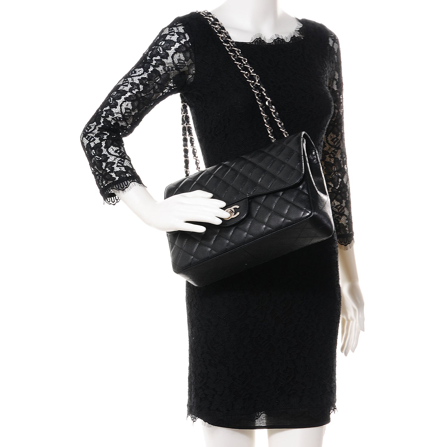 Chanel Caviar Jumbo Single Flap Black 2 of 9
