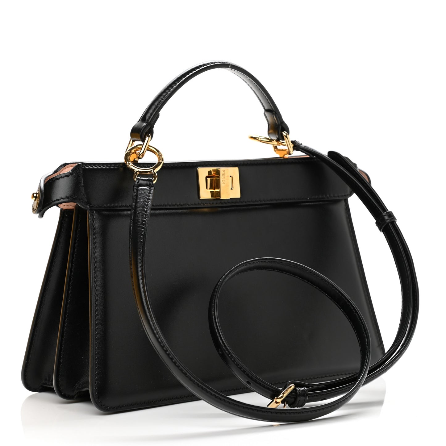 Vitello King Luxor Shiny Nappa Medium Peekaboo I SEE U East West Satchel Black Light Rose