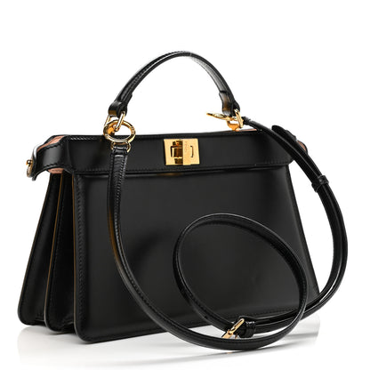 Fendi Vitello King Luxor Shiny Nappa Medium Peekaboo I SEE U East West Satchel Black Light Rose 2 of 11