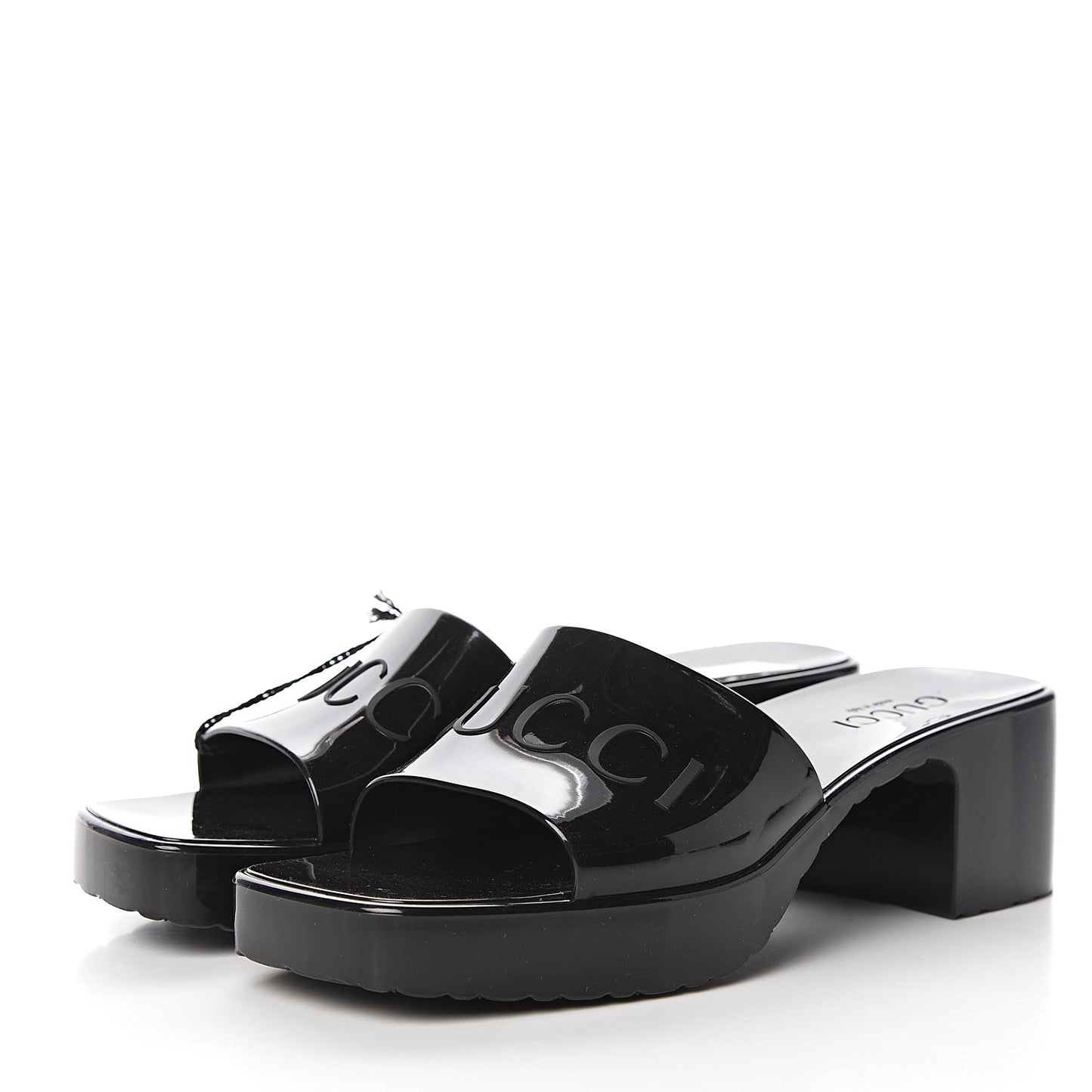 Rubber Gucci Logo Womens Platform 20/60mm Slide Sandals 37 Black