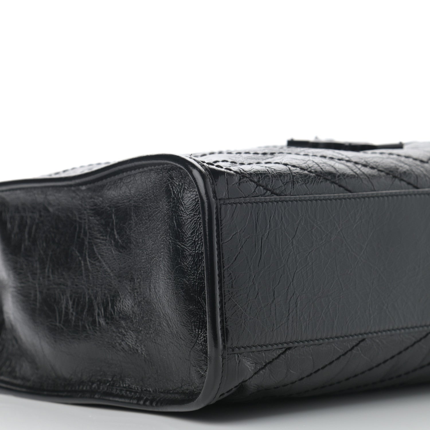 Saint Laurent Crinkled Calfskin Matelasse Monogram Medium Niki Shopper Tote Black 9 of 11