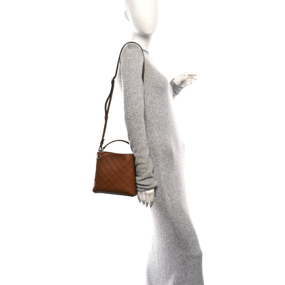 Gucci GG Calfskin Embossed Emblem Small Bucket Bag Brown 2 of 10