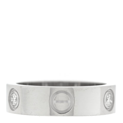Cartier 18K White Gold 3 Diamond 5.5mm LOVE Ring 53 6.5 3 of 5